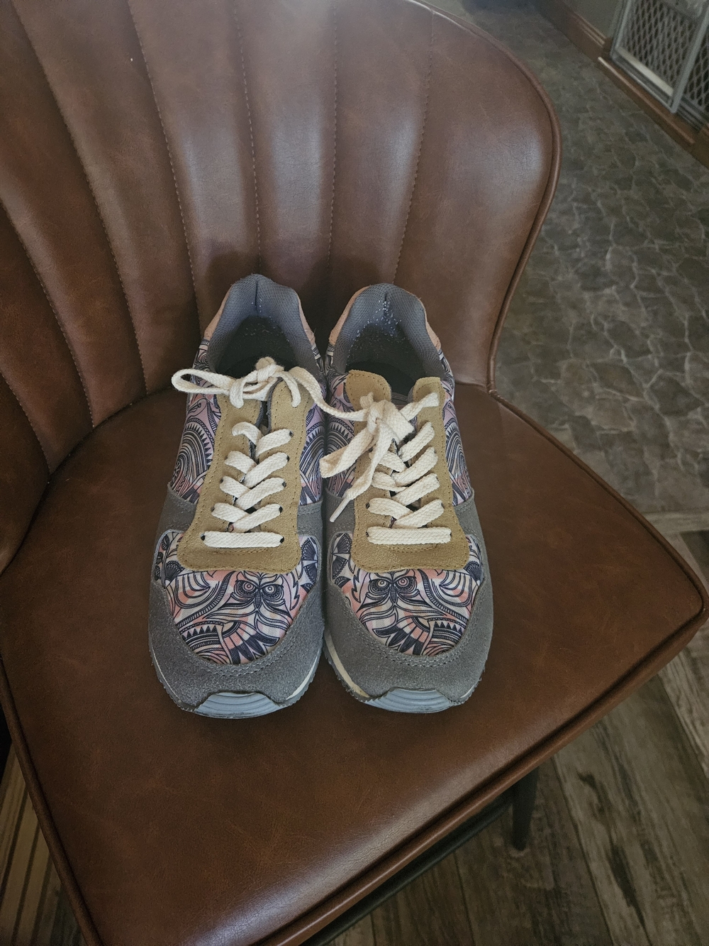 inkkas Gray Lace-Up Sneaker with Tan Accent